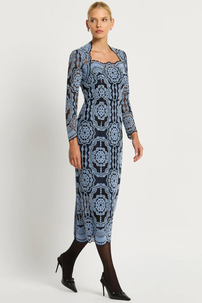 Alexa Shift Dress - Light Blue Navy