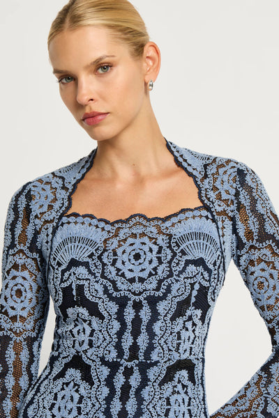 Alexa Shift Dress - Light Blue Navy