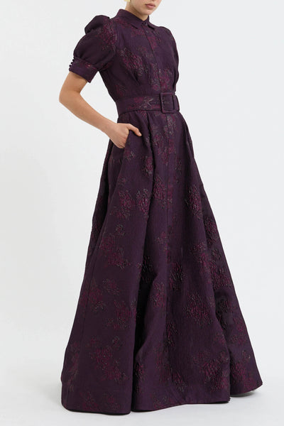 Afina Short Sleeve Gown - Blackberry