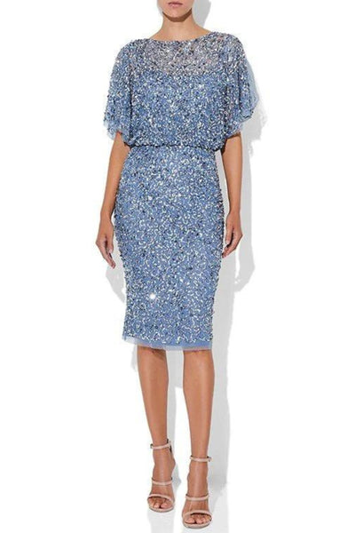 Alinda Hand Beaded Dress - Sky Blue SIZE 10 ONLY