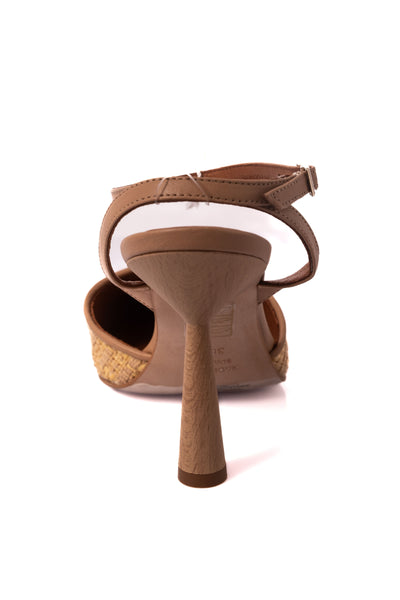 Balsa Raffia Wooden Heels - Natural Beige