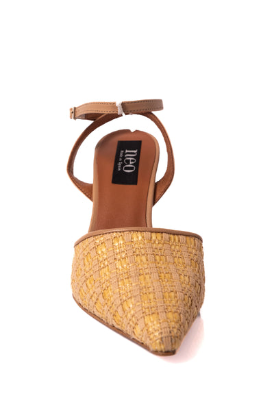 Balsa Raffia Wooden Heels - Natural Beige