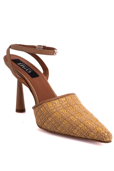 Balsa Raffia Wooden Heels - Natural Beige