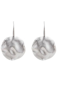 Beaten Disc Earrings - Silver