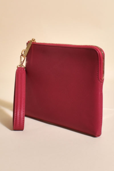 Becca Textured Corner Zip Pouch - Dark Fuchsia