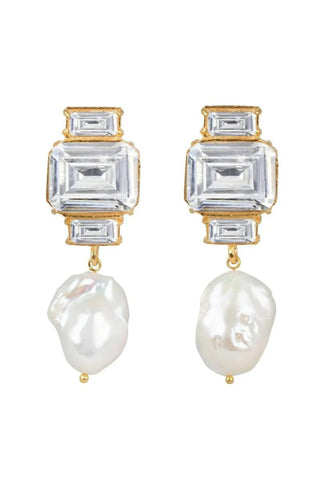 Carter Crystal Pearl Drop Event Earrings - Clear