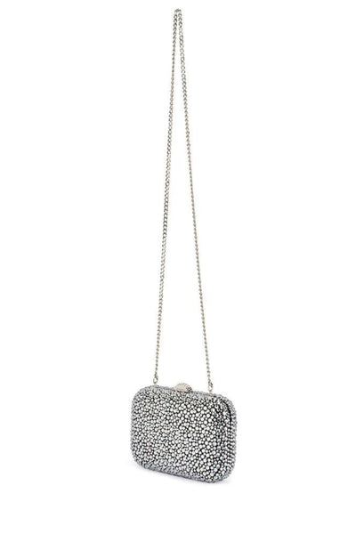 Casey Hot Fix Encrusted Crystal Clutch - Black Silver