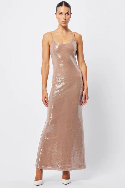 Celestial Sequin Maxi Dress - Neutral SIZE M/10 ONLY