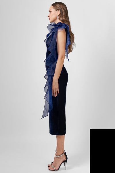 Charlie Cascading Ruffle Midi - Black