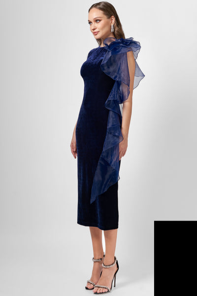 Charlie Cascading Ruffle Midi - Black