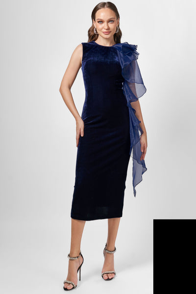 Charlie Cascading Ruffle Midi - Black