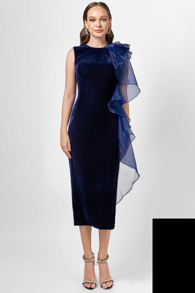 Charlie Cascading Ruffle Midi - Black