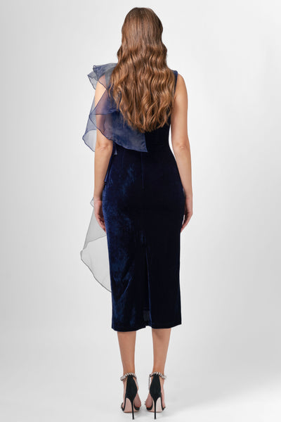 Charlie Cascading Ruffle Midi - Navy