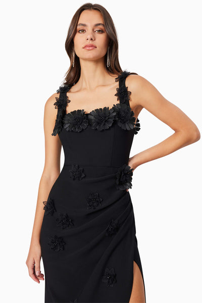 Charlotte 3D Flower Gown - Black SIZE M/10 ONLY