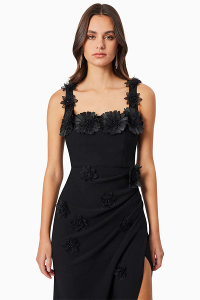 Charlotte 3D Flower Gown - Black SIZE M/10 ONLY