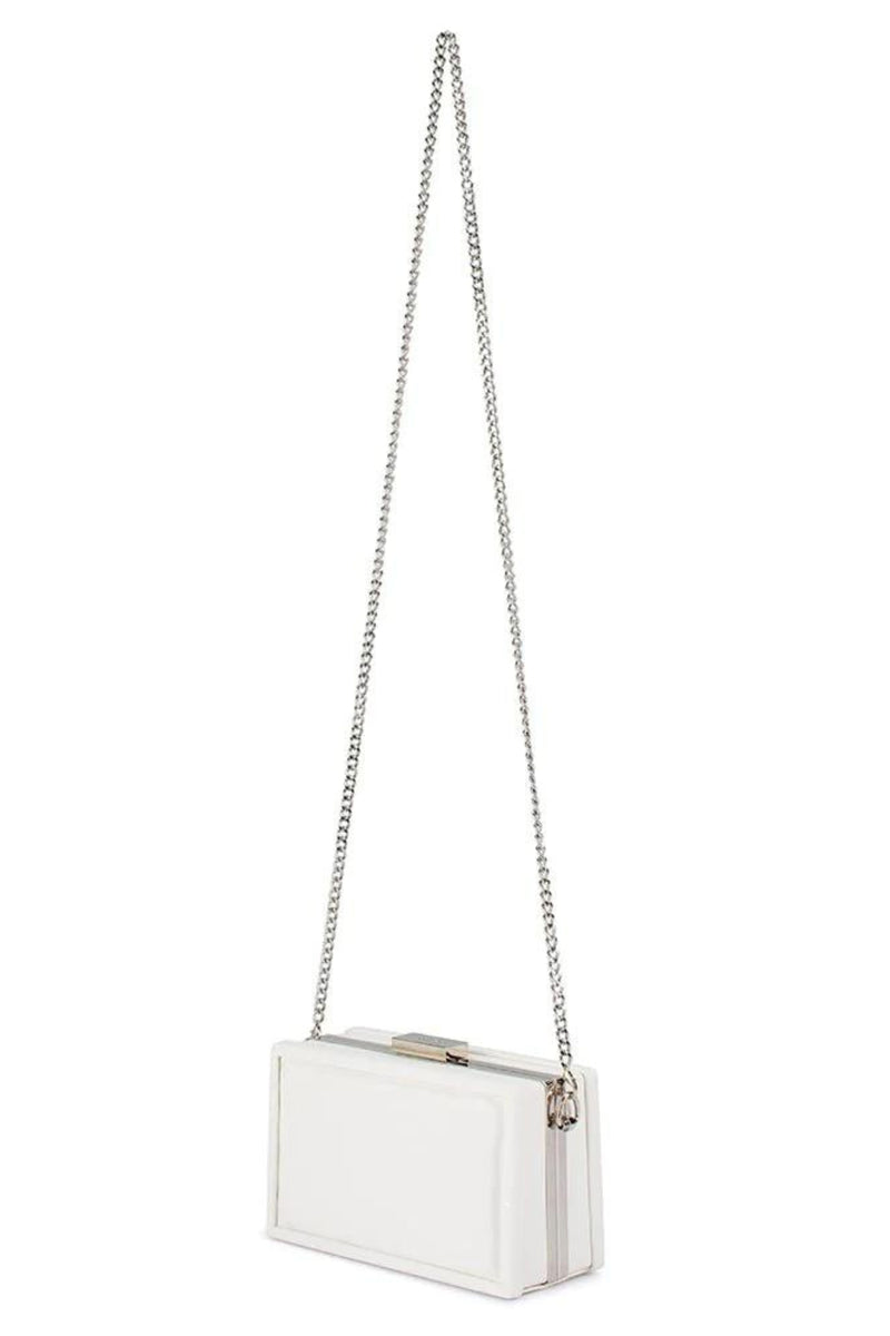 OLGA BERG STOCKISTS Charlotte Acrylic Chain Box Bag White