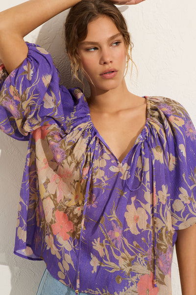 Cora Blouse - Purple Lurex