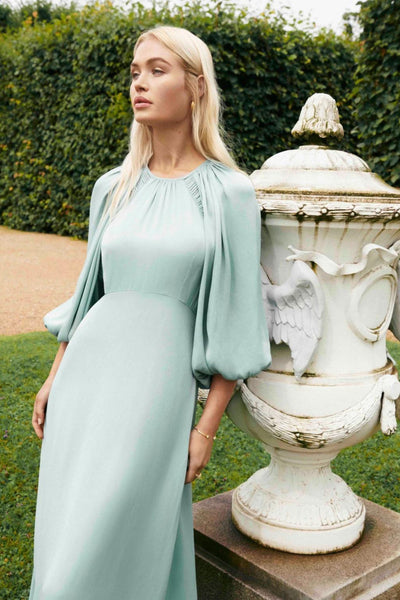 Crepe Satin Gown - Turquoise