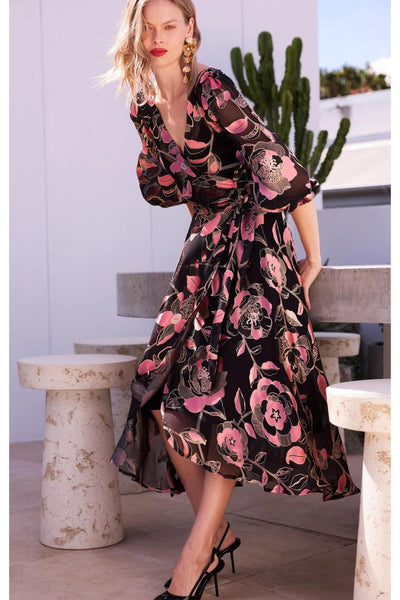 Dawn Peach Silk Wrap Dress SIZE 8 ONLY