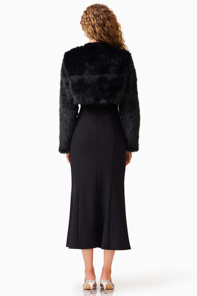 Desiree Cropped Faux Fur Jacket - Black