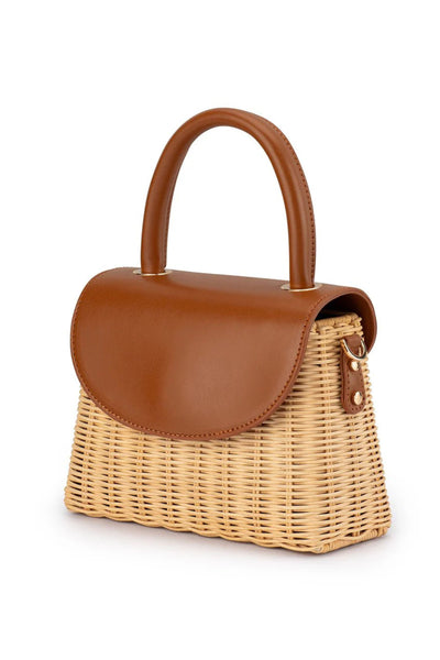 Elle Wicker Top Handle - Tan