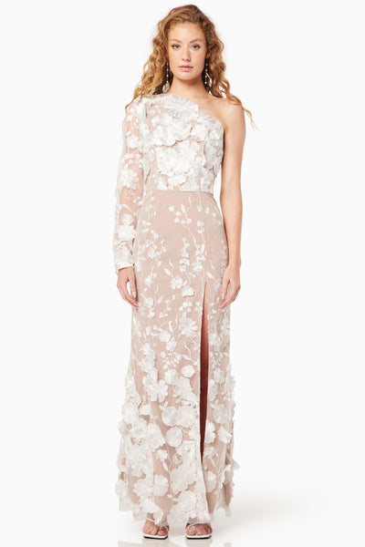 Ellery 3D Flower Gown - Ivory Nude SIZE XS/6 ONLY
