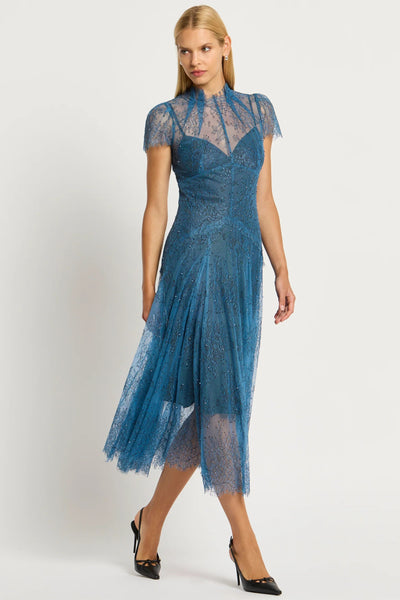 Elsa Lace Midi Dress - Cornflower Blue