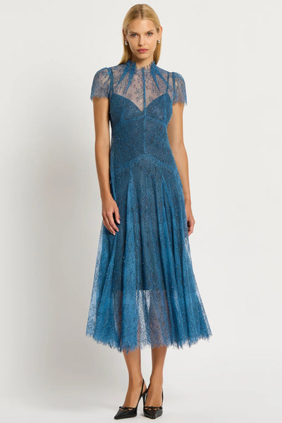 Elsa Lace Midi Dress - Cornflower Blue