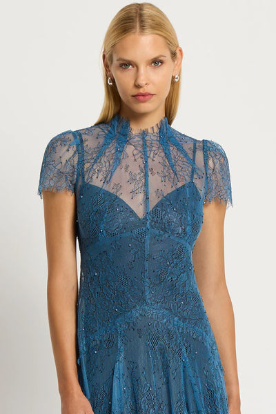 Elsa Lace Midi Dress - Cornflower Blue