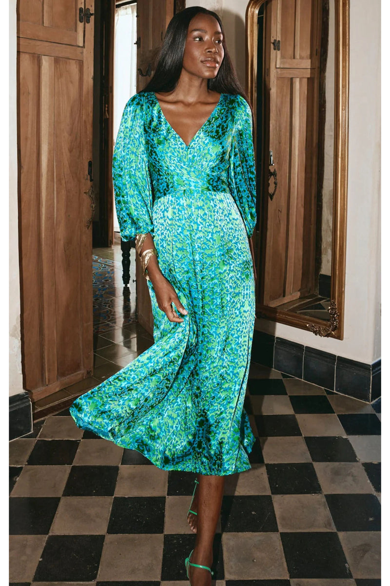 Formal Blue Warehouse Leopard Print Midi Dress Sartaandco  Sarta Wrap Top  Maxi Dress Green Leopard Print