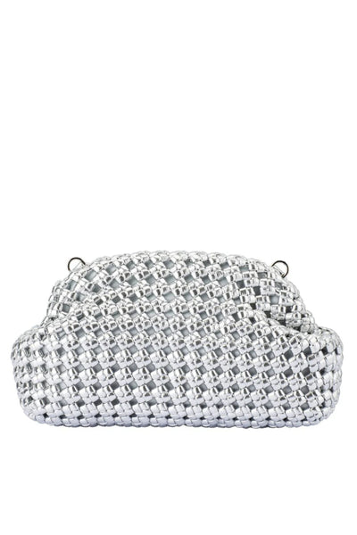 Everly Hand Woven Clutch - Silver
