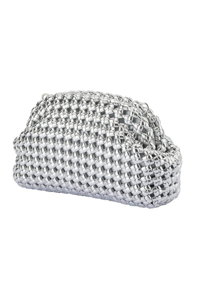 Everly Hand Woven Clutch - Silver