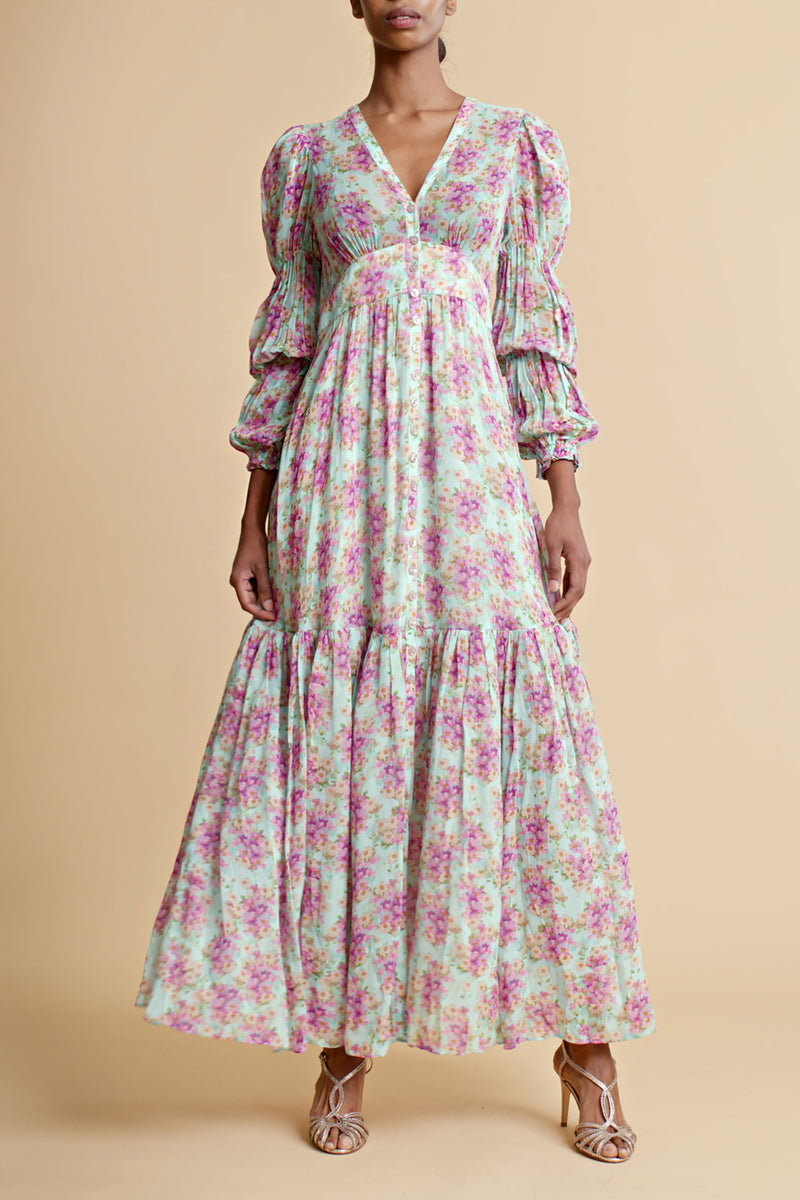 Georgette Maxi Dress Summer Flowers