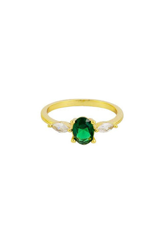 Georgie Crystal Ring - Emerald Gold