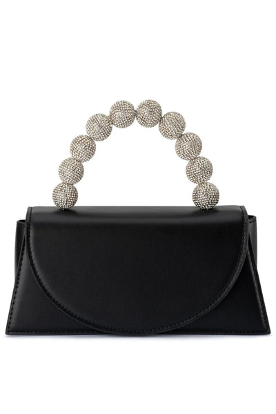Gianna Crystal Top Handle Bag - Black