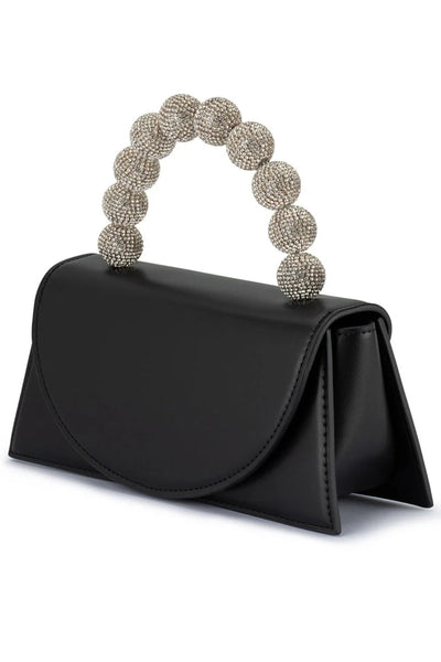 Gianna Crystal Top Handle Bag - Black