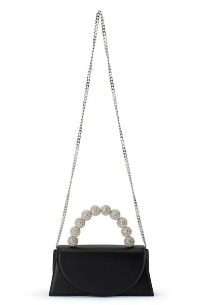 Gianna Crystal Top Handle Bag - Black