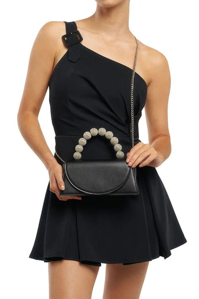 Gianna Crystal Top Handle Bag - Black