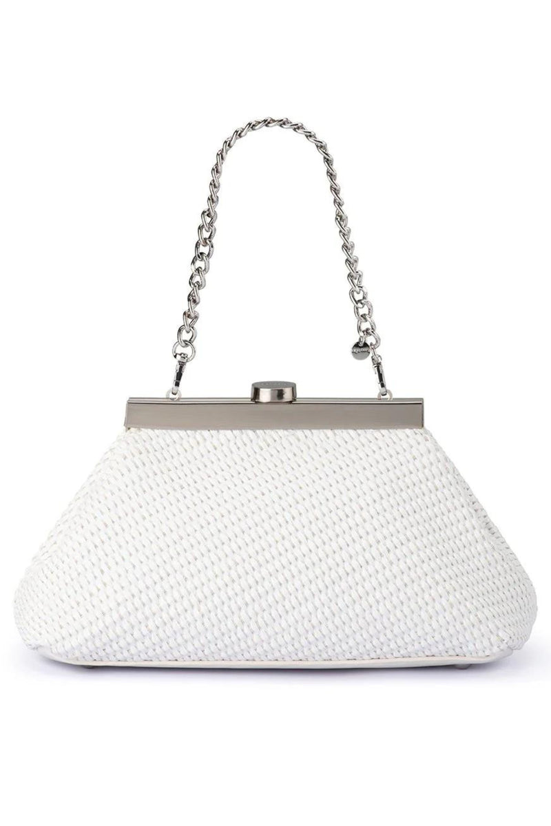 OLGA BERG STOCKISTS Hanna Woven Straw Clutch White – Smoke