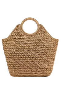 Large Woven Tote Bag - Beige