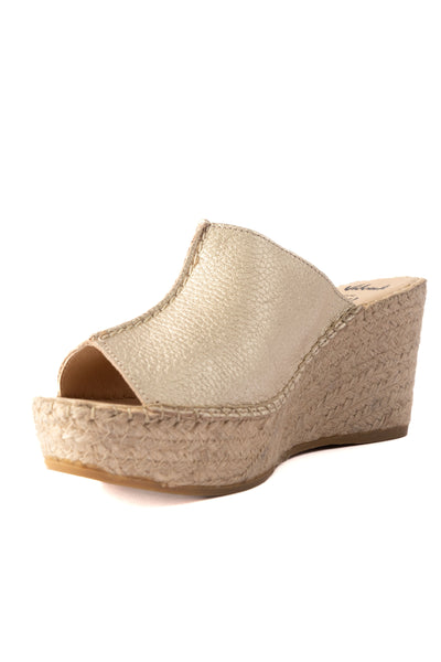 Leather Espadrille Wedge - Gold SIZE 37/38 ONLY