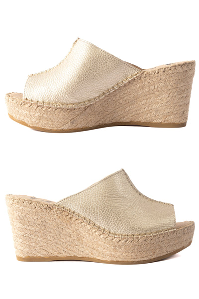 Leather Espadrille Wedge - Gold SIZE 37/38 ONLY