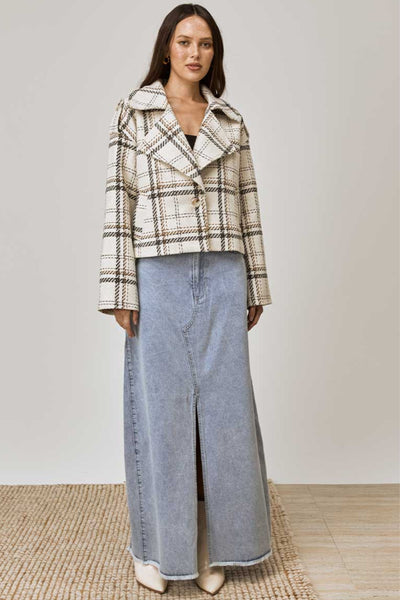 Legacy Jacket - Creme Based Check SIZE 14/16 ONLY