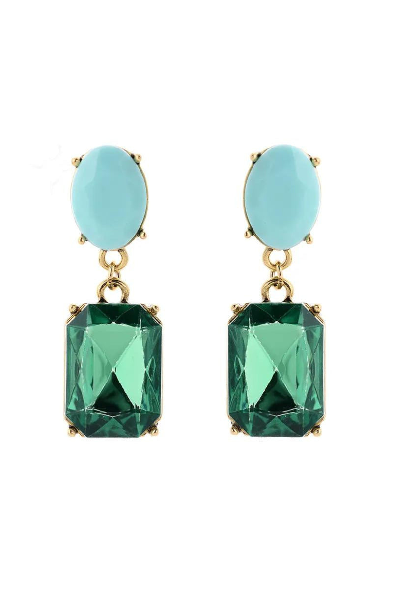 STATEMENT CRYSTAL EARRINGS Leighton Drop Earrings Aqua Green