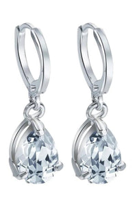 Liz Crystal Teardrop Earrings - Clear Silver