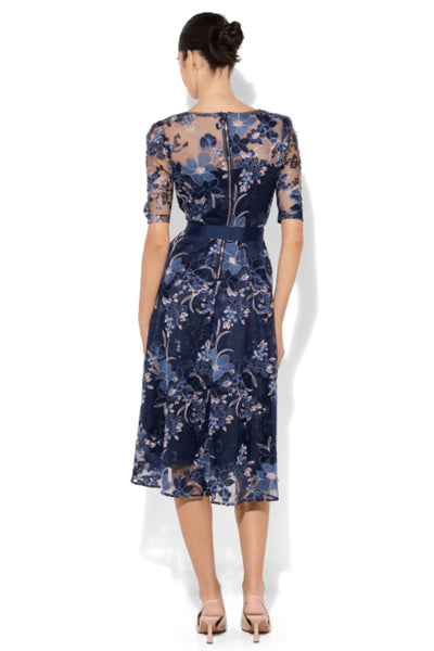 Loren Lace Midi Dress - Navy Pink