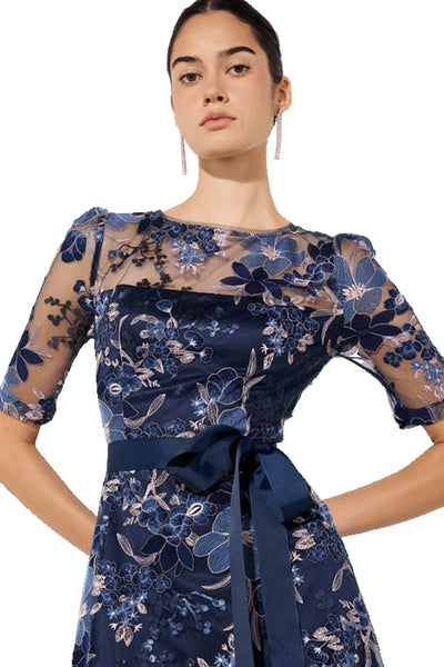 Loren Lace Midi Dress - Navy Pink