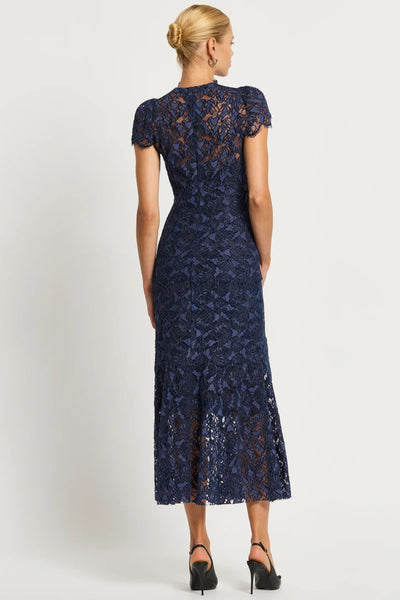 Loretta Cap Sleeve Lace Midi Dress - Dark Royal Blue SIZE 8 ONLY
