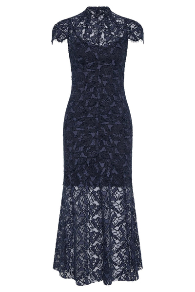 Loretta Cap Sleeve Lace Midi Dress - Dark Royal Blue SIZE 8 ONLY