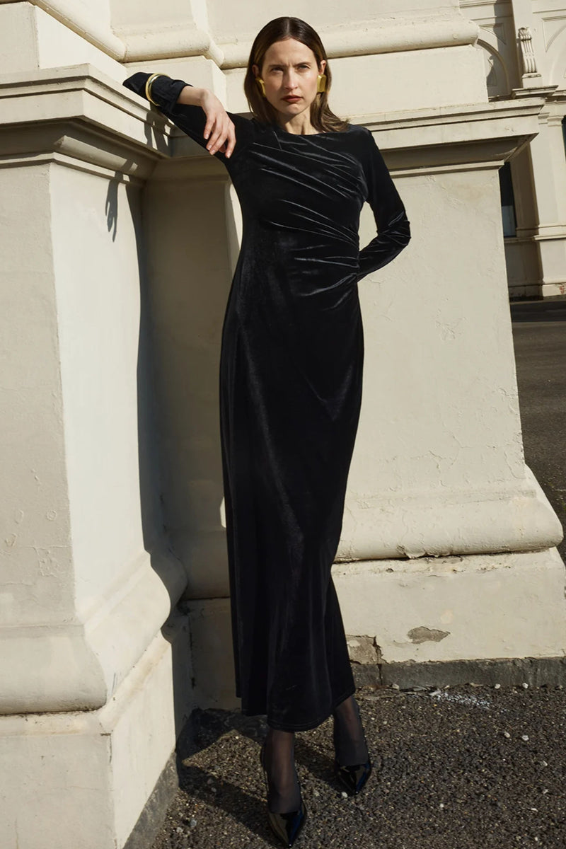 long sleeve velvet dress australia Wedding Guest Dress - Formal Dresses Velvet Women - Evening Ball Gown - Velvet Dress Long Sleeve - Bridesmaid Dress Wrap